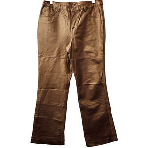 Metallic Gold Heavy Leather Lined Disco Pants size 12 by Metrostyle